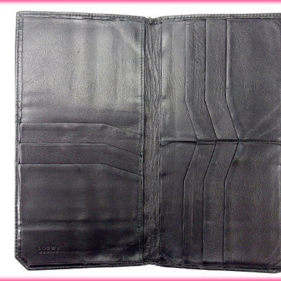 Auth Loewe Wallet Purse Long Wallet Black Woman - Picture 5 of 5